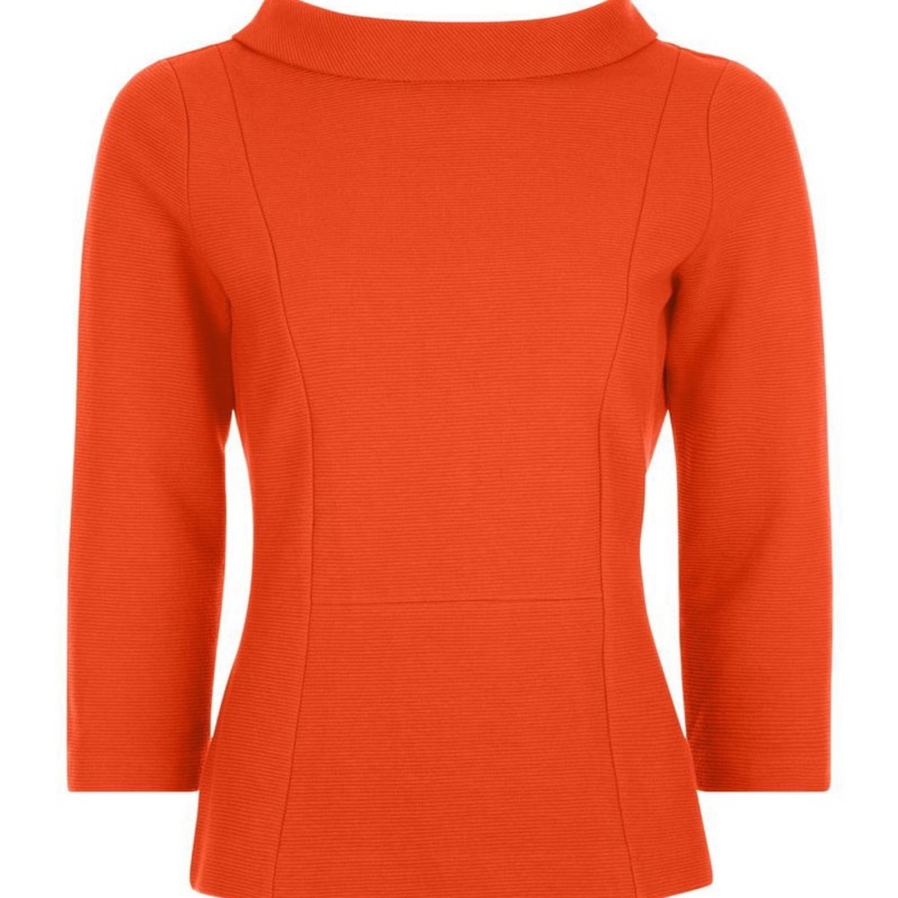 HOBBS LONDON Siren Orange Cordelia Top w/ Reverse Point Zip Collar, size M - Picture 1 of 12